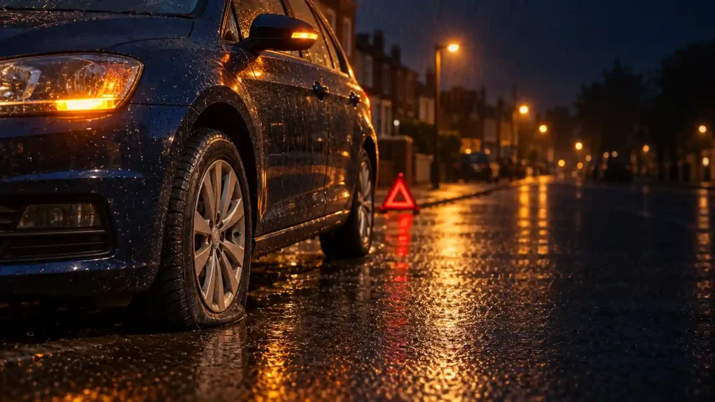 Flat Tyre At Night